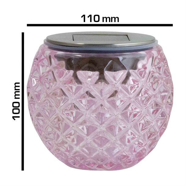 Solcelle glaskugle med lyserødt glas fra eZsolar GL1036EZ